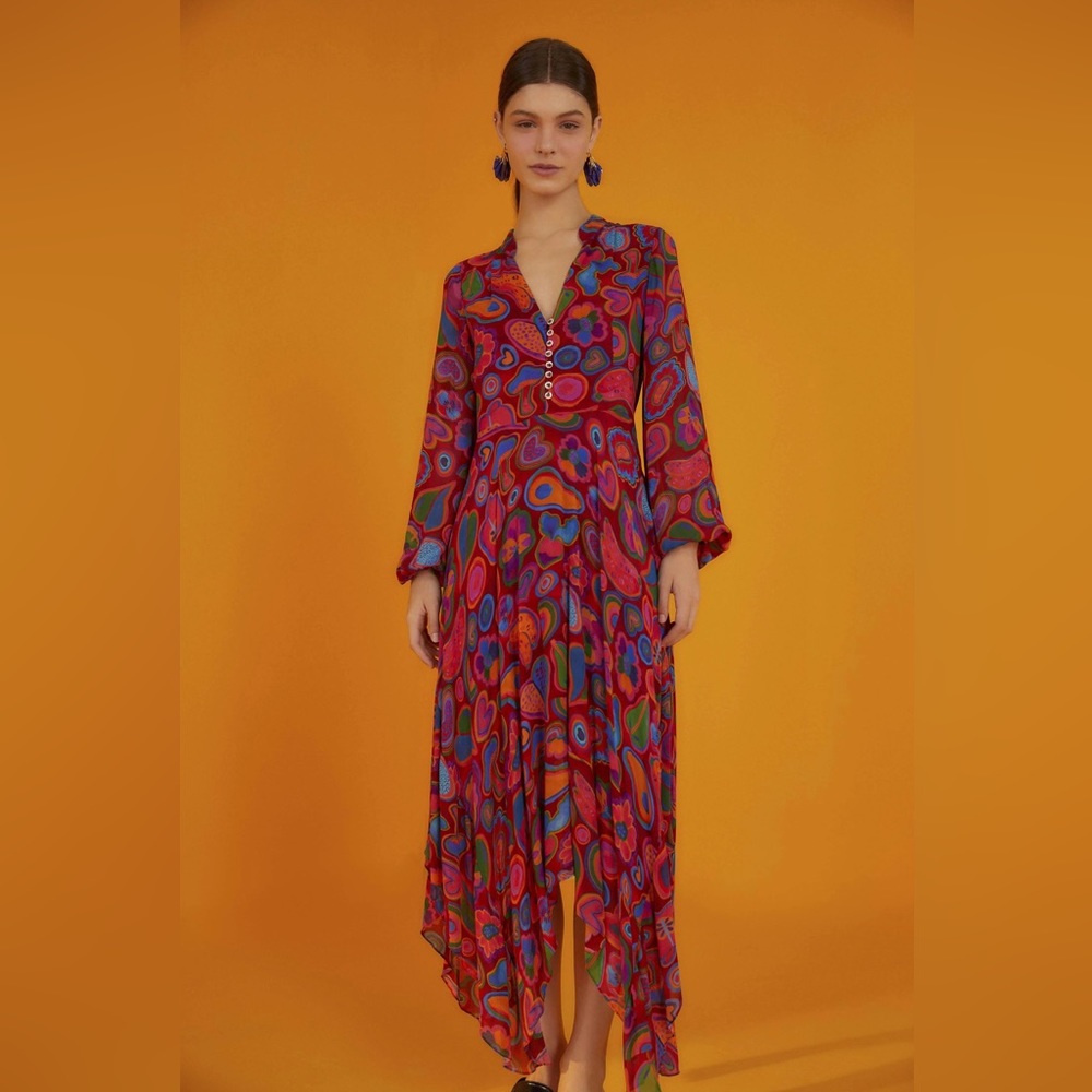 Farm Rio Lisa Sheet MIDI dress